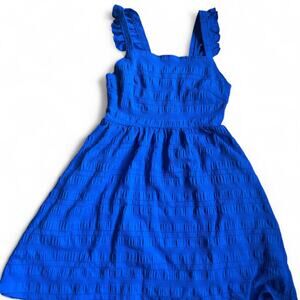 Blue ruffle strap dress small Lightweight Knee Length
